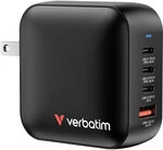 Verbatim Ladeadapter, Mini Gan, 100w, Schwarz, 1x Usb-a Qc, 3x Usb-c Pd, Retail