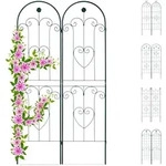 Rankgitter 2er Set, Metall, 180 X 50 Cm, Rankhilfe Garten, Rundbogen, Blume & Herz,
