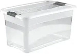 Lagerw&uuml;rfel Mit Deckel, Kunststoff, Transparent, 83 L