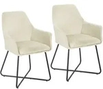 Josie Dining 2er Set Esszimmerstuhl Sessel Polsterstuhl Stoff Wei&szlig; - Svita
