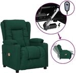 Elektrischer Massagesessel Dunkelgr&uuml;n Stoff Vidaxl