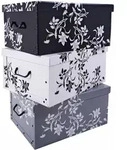 3er Set Aufbewahrungsbox Mit Deckel Je 51 X 37 Cm - Blumenmuster - Stapelbox Aus