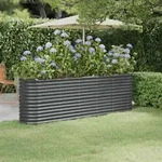 Hochbeet Pulverbeschichteter Stahl 224x40x68 Cm Anthrazit - Vidaxl