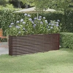 Vidaxl Hochbeet Pulverbeschichteter Stahl 224x40x68 Cm Braun