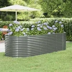 Hochbeet Pulverbeschichteter Stahl 249x100x68 Cm Grau - Vidaxl