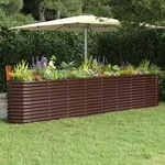Hochbeet Pulverbeschichteter Stahl 332x40x68 Cm Braun - Vidaxl