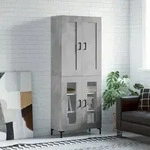 Highboard Betongrau 69,5x34x180 Cm Holzwerkstoff Vidaxl
