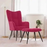Relaxsessel Mit Hocker Weinrot Samt - Vidaxl
