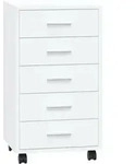 Vidaxl Drawer Cabinet With Castors High Gloss White Engineered Wood