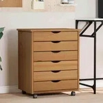 Vidaxl - Rollschrank Mit Schubladen Moss Honigbraun Massivholz Kiefer