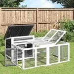 Kaninchenstall Grau 144x123x67,5 Cm Massivholz Kiefer - Vidaxl
