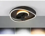 Trio - Led Deckenleuchte Sortland Schwarz Mit Ventilator & Fernbedienung, &Oslash; 50cm