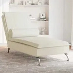 Massage-chaiselongue Mit Nackenrolle Creme Samt - Vidaxl