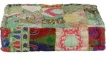 Vidaxl Pouf Flickwerk Quadrat Baumwolle Handgefertigt 50&times;50&times;12 Cm Gr&uuml;n