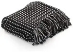 Vidaxl Throw Cotton Squares 125x150 Cm Black