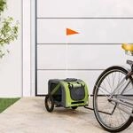 Fahrradanh&auml;nger Hunde Gr&uuml;n Und Grau Oxford-gewebe Und Eisen Vidaxl
