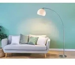 Bogenlampe Designklassiker Brasilia Silber Chrom Mit Acrylschirm, H&ouml;he 180cm