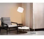 Gro&szlig;e Bogenleuchte Hotel Stoff Lampenschirm Wei&szlig;, H&ouml;he 150-215cm