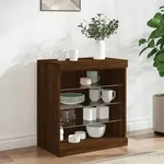 Sideboard Mit Led-leuchten Braun Eichen-optik 60,5x37x67 Cm Vidaxl