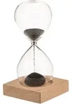 Dekorationssanduhr - Magnetiq - Glas - Anthrazitsand - Holzsockel - Magnetisch