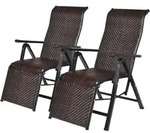 Costway - 2er Liegestuhl Klappbar, Relaxliege Mit Verstellbaren Lehnen, Rattan