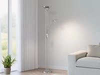 Dimmbarer Led Deckenfluter Spock Mit Leselampe, Silber H&ouml;he 180cm
