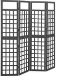 Spalier/paravent 4-teilig Massivholz Tanne Schwarz 161x180 Cm - Vidaxl