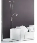 Led Deckenfluter Arizona Mit Leselampe & Dimmer 180cm Hoch, Silber Matt