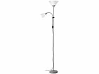 Lampe Spari Deckenfluter Lesearm silber/weiß 1x A60, E27, 60W, geeignet für