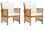 Vidaxl Garden Chairs With Cushions 2 Pcs Solid Acacia Wood