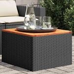 Gartentisch Schwarz 55x55x37 Cm Poly Rattan Und Akazienholz Vidaxl