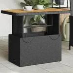 Gartentisch Schwarz 90x55x71 Cm Poly Rattan Und Akazienholz - Vidaxl