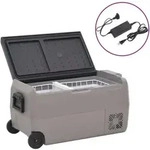 K&uuml;hlbox Mit R&auml;dern Und Adapter Schwarz Und Grau 50 L Pp Und Pe