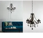 Trio Lighting - Kronleuchter L&uuml;ster 3-flammig Silber Mit Acryl Kristall Schwarz, &Oslash;