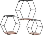 Mirrors And More - Kleine Wandregale - 3er Set Chiara Metall In Schwarz & Holz - 19,