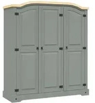 Kleiderschrank Mexiko-stil Kiefernholz 3 T&uuml;ren Grau Vidaxl