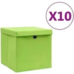 Aufbewahrungsboxen Mit Deckeln 10 Stk. 28x28x28 Cm Gr&uuml;n Vidaxl