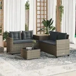 Gartensofa In L-form Mit Tisch Und Kissen Grau Poly Rattan - Vidaxl