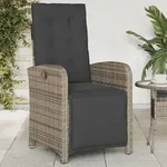Gartensessel Mit Fu&szlig;teil Verstellbar Grau Poly Rattan - Vidaxl