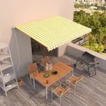 Markise Automatisch Einziehbar 450x350 Cm Gelb Und Wei&szlig; Vidaxl