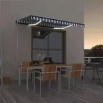 Markise Manuell Einziehbar Mit Led 350x250 Cm Blau Und Wei&szlig; - Vidaxl