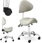 Physa - Sattelstuhl Sattelhocker Mit Lehne Rollhocker Grau, Silbern H&ouml;henverstellbar