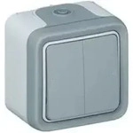 Legrand 069715 &ndash; Doppel-wechselschalter Prog Plexo Complete Aufputz Grau &ndash; 10 Ax