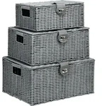 Aufbewahrungskorb 3er-set Aufbewahrungsboxen Aus Kunstrattan Mit Deckel Und