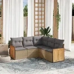 5-tlg. Garten-sofagarnitur Mit Kissen Beige Poly Rattan - Vidaxl