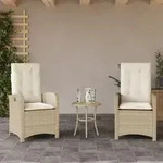 Vidaxl - Gartensessel Mit Kissen 2 Stk. Verstellbar Beige Poly Rattan