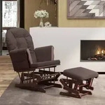 Schaukelsessel Mit Hocker Gleitend Braun Stoff - Vidaxl