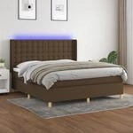 Boxspringbett Mit Matratze & Led Dunkelbraun 160x200 Cm Stoff Vidaxl