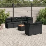 8-tlg. Garten-sofagarnitur Mit Kissen Schwarz Poly Rattan - Vidaxl