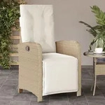 Gartensessel Mit Fu&szlig;teil Verstellbar Beige Poly Rattan - Vidaxl